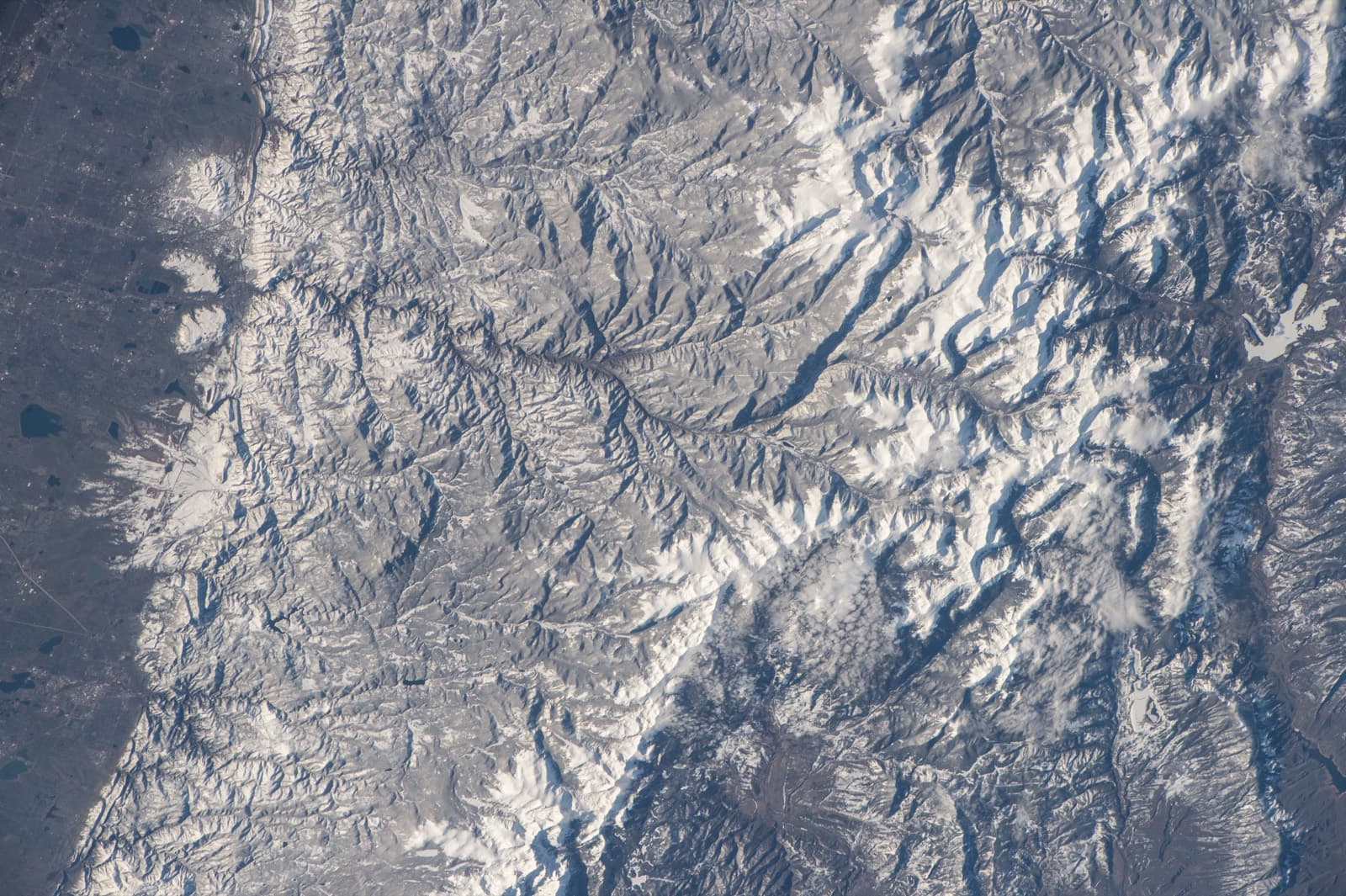 Aerial view of snow-covered mountains