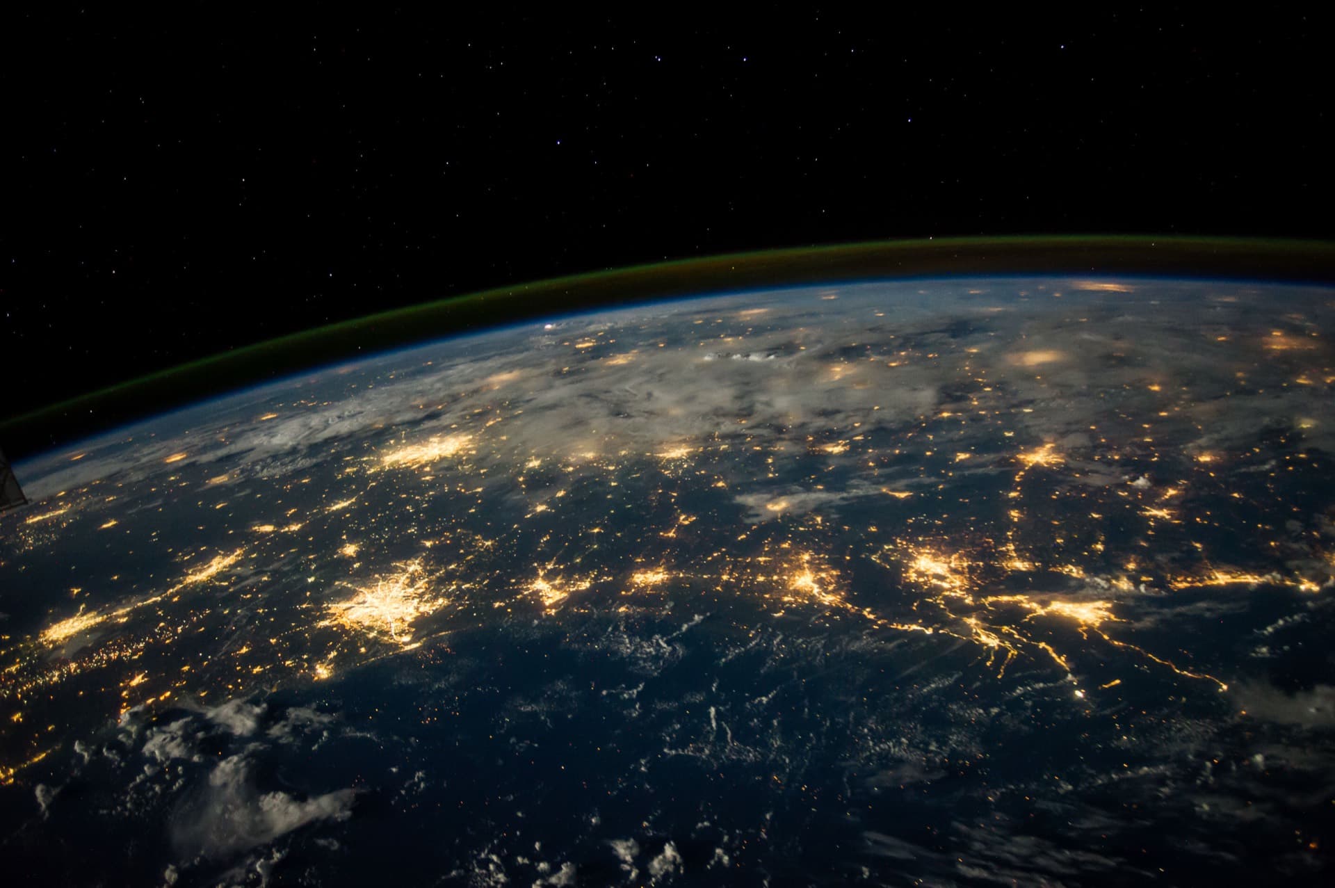 Earth at night photographed from orbit
